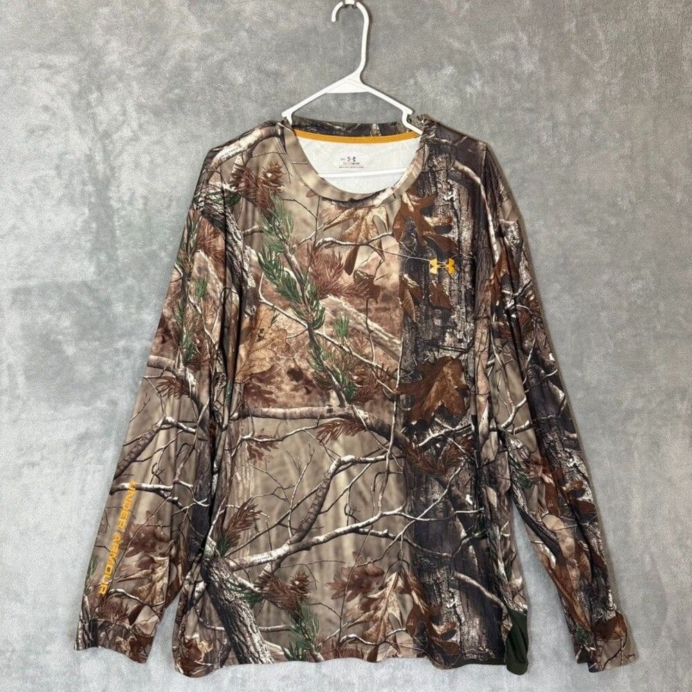 Under Armour HeatGear 3XL Realtree Edge Camo Long Sleeve Hunting Shirt Spellout